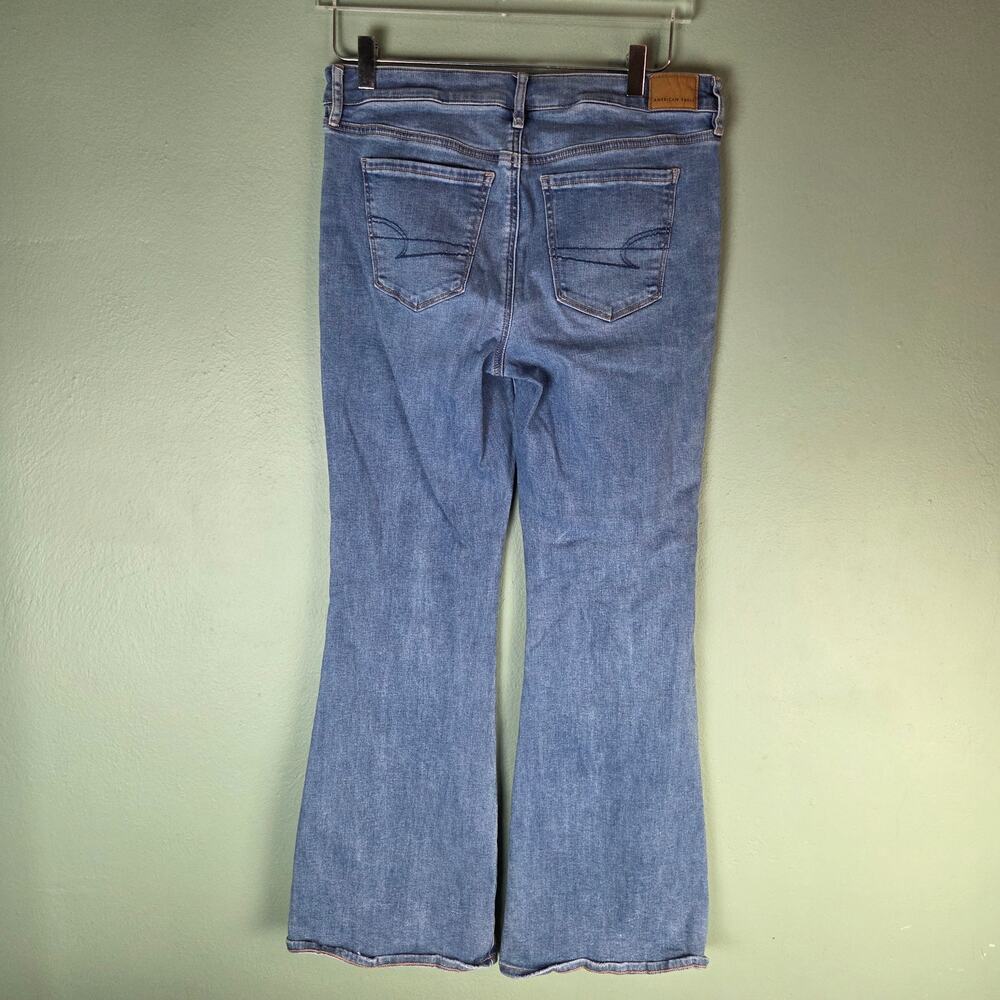 American Eagle Womens 10 Low Rise Flare Jeans Medium Wash Stretch